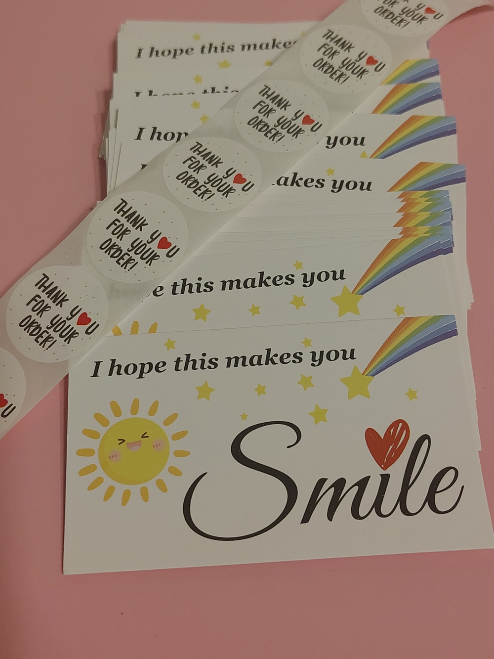 50 Smile Small Business Cards with Stickers